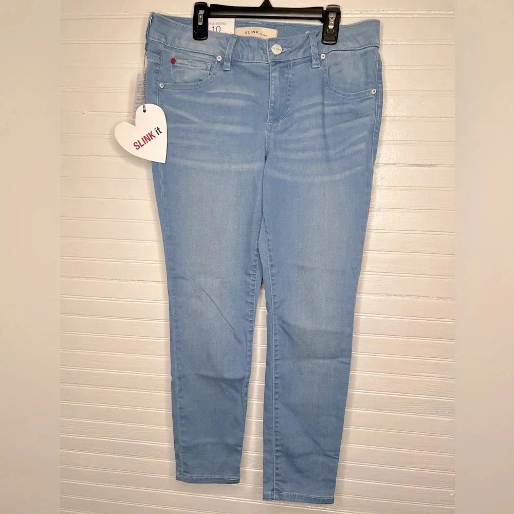 ⭐️SLINK Women's Curvy Ankle Jegging Jeans Size 10 Light Blue Denim - Picture 2 of 12